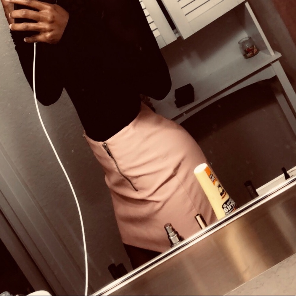 Pink leather skirt
